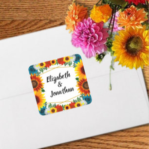 Achtertuin Zomer Bloemen Geometrische Bruiloft Vierkante Sticker