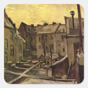 Achtertuinen van oude huizen door Vincent van Gogh Vierkante Sticker
