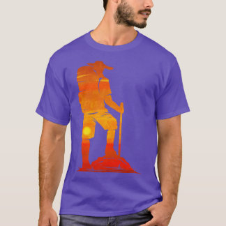 Achterverpakker op zonsondergang tijdens het wande t-shirt