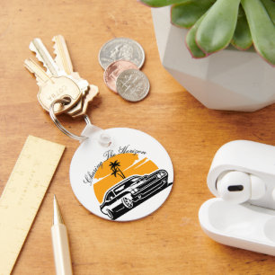 Achtervolging van de Horizon Muscle Car Sunset Sleutelhanger