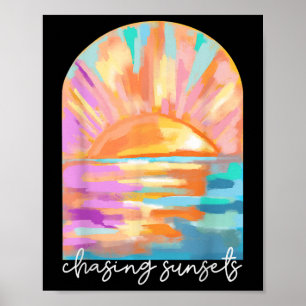 Achtervolging Zonsondergangen Zomervakantie Hawaii Poster