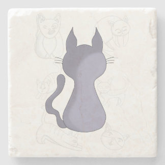 Achterwaarts Shy Cat Duvet Hoesje Stenen Onderzetter