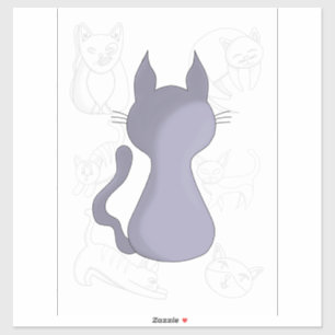 Achterwaarts Shy Cat Sticker