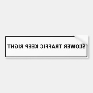 Achterwaarts trager verkeer rechts houden bumpersticker