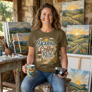 Achterweg Koffierun Country Folk Zonsopgang T-shirt