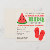 Achterwerf BBQ Watermelon & Teenslippers Uitnodigi Kaart (Voorkant / Achterkant)