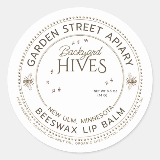 AchterwerpHives beeswax Lip Balm Label (Voorkant)
