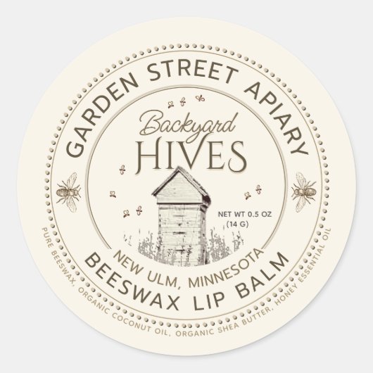 AchterwerpHives beeswax Lip Balm Label (Voorkant)