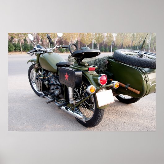 Achterzijde 750B-2  motorfiets met zijspan Poster (Voorkant)