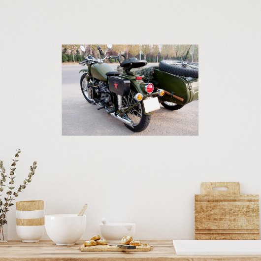 Achterzijde 750B-2  motorfiets met zijspan Poster (Keuken)