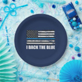 Achterzijde blauwe dun blauwe lijn VS vlag MAGA WW Papieren Bordje (Feest)