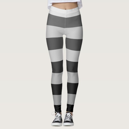 Achterzijde en grijs gestreept kleurenblokpatroon leggings (Voorkant)