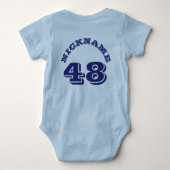 Achterzijde Lichtblauw & Navy Baby | sporttrui Romper (Achterkant)