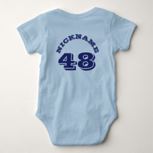 Achterzijde Lichtblauw & Navy Baby   sporttrui Romper