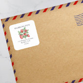  achterzijde rode aardbei vierkante sticker