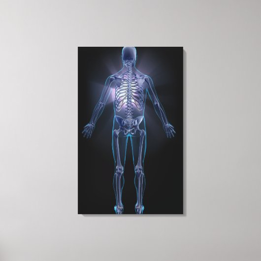 Achterzijde uitzicht van een menselijk skelet canvas afdruk (Voorkant)