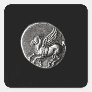 Achterzijde van de munt die de Pegasus afschildert Vierkante Sticker