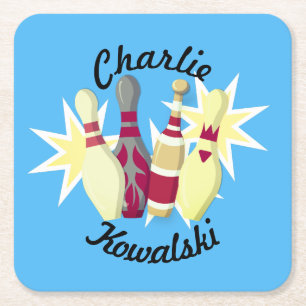 -achtige Bowling Vierkante Kartonnen Onderzetter