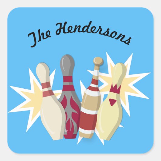 -achtige Bowling Vierkante Sticker (Voorkant)