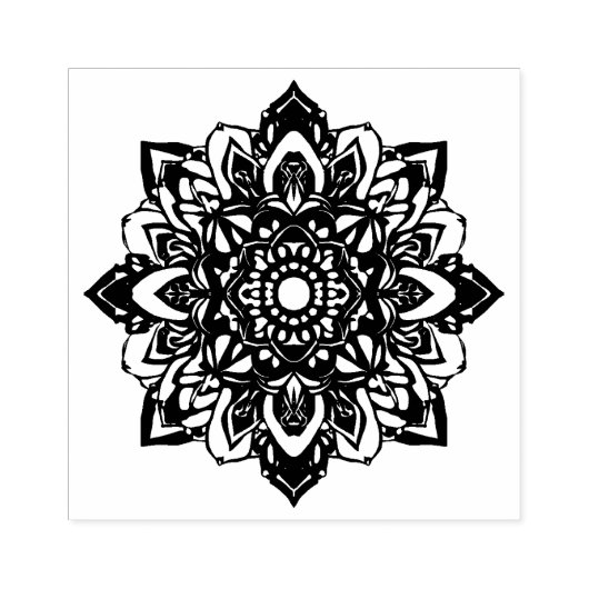 Achtpuntsster Bloem Mandala Rubberstempel (Afrduk)