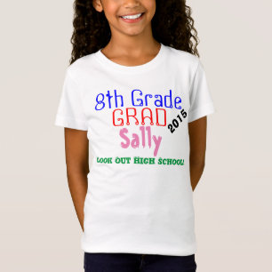 Achtste Graad Afstuderen Kleurrijke Naam Jaar T-shirt