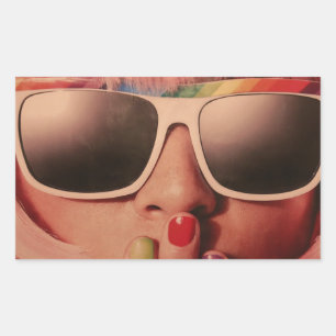 Achtste pop mode rechthoekige sticker