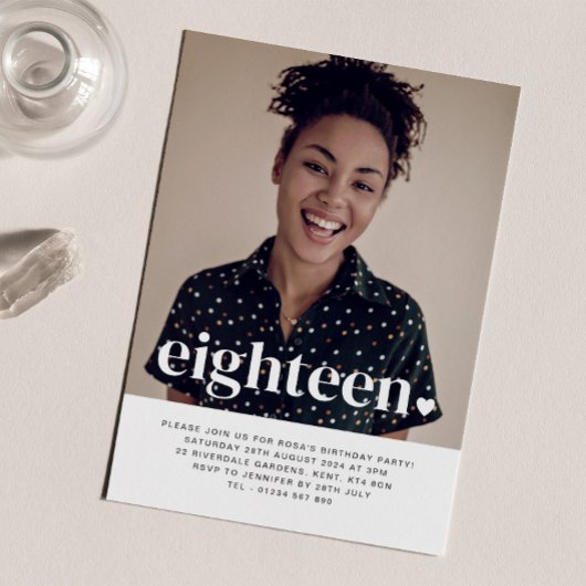 Achttien hartfoto Birthday Uitnodiging