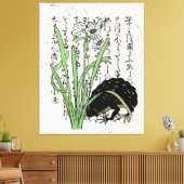 Achttiende eeuw Japanse Botanische Kikker Toad Canvas Afdruk (Insitu (Woonkamer))