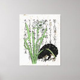 Achttiende eeuw Japanse Botanische Kikker Toad Canvas Afdruk