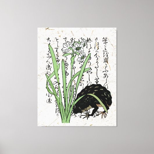 Achttiende eeuw Japanse Botanische Kikker Toad Canvas Afdruk (Voorkant)