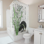 Achttiende eeuw Japanse Botanische Kikker Toad Douchegordijn (In situ)