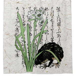 Achttiende eeuw Japanse Botanische Kikker Toad Douchegordijn