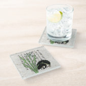 Achttiende eeuw Japanse Botanische Kikker Toad Glazen Onderzetter (Schuin)