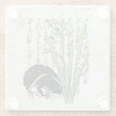 Achttiende eeuw Japanse Botanische Kikker Toad Glazen Onderzetter (Achterkant)