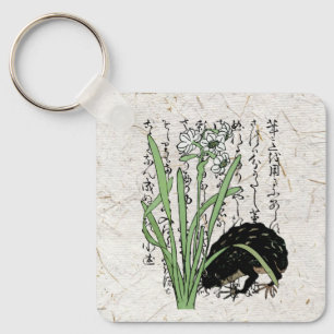 Achttiende eeuw Japanse Botanische Kikker Toad Sleutelhanger