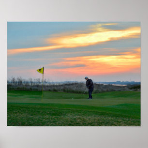 Achttiende Hole op Sunset op Kiawah Poster