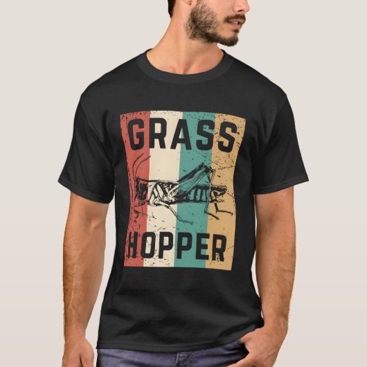 Achttiger jaren Grasshopper Retro insect bug T-shirt (Voorkant)