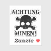 Achtung Minen. WWWII-teken (Attentie Mines!) Sticker (Vel)