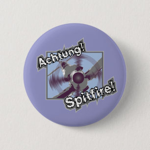 Achtung Spitfire Pin Badge Ronde Button 5,7 Cm