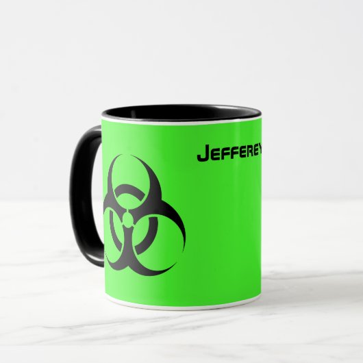 Acid Green Biohazard Gift Coffee Cup Mok (Voorkant links)