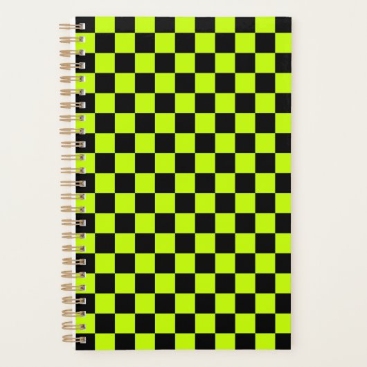 Acid green black checkerboard pattern (Devant)