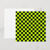 Acid green black checkerboard pattern bedankkaart (Voorkant / Achterkant)