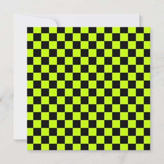 Acid green black checkerboard pattern bedankkaart (Voorkant)