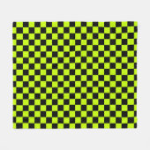 Acid green black checkerboard pattern fleece deken (Voorkant (Horizontaal))