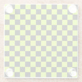 Acid green black checkerboard pattern glazen onderzetter (Achterkant)