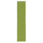 Acid green black checkerboard pattern korte tafelloper (Voorkant)