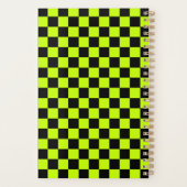 Acid green black checkerboard pattern planner (Achterkant)