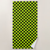 Acid green black checkerboard pattern strandlaken (Voorkant)
