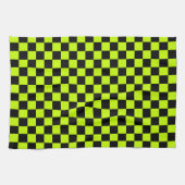 Acid green black checkerboard pattern theedoek (Horizontaal)