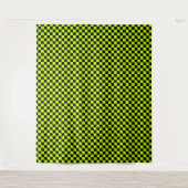 Acid green black checkerboard pattern wandkleed (Voorkant)